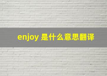 enjoy 是什么意思翻译